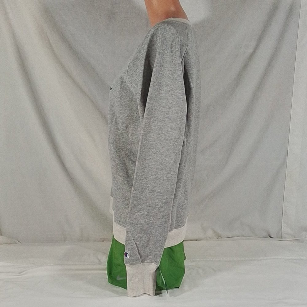 Women's Champion Powerblend Fleece Graphic Boyfriend Crew Oxford Grey- Sz:L- NWT - Picture 4 of 4